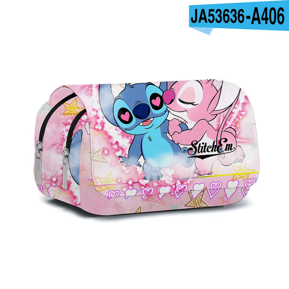 Stitch Fully Printed Flap Pen Bag Stationery Box Pencil Case Primary and Secondary School Girls Anime Kawaii