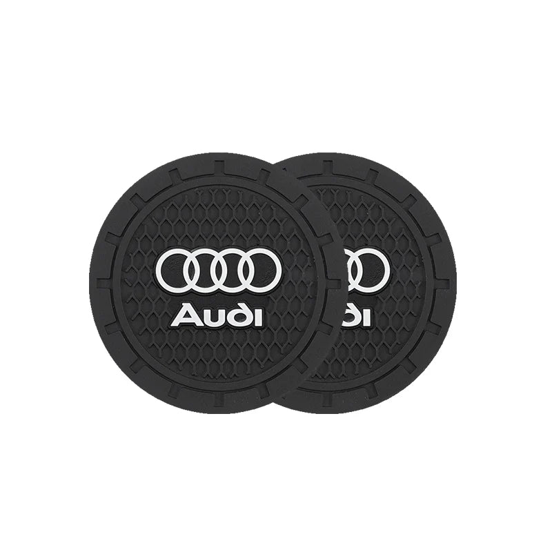 2Pcs Leather Coaster Anti-noise Water Cup Pad Cushion For Audi Sline A3 A1 A4 A6 B8 A5 B7 C7 A7 A8 B9 B6 C6 Q2 Q3 Q5 Q7 Q8 TT S3