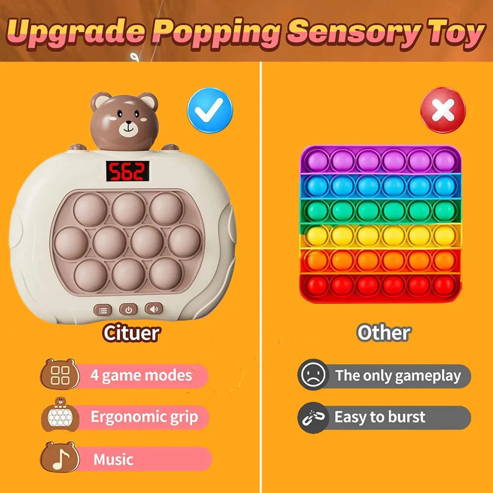 Pop Light Fidget Game Quick Push Bubble Game Portable Handheld Handle Toys  Boys Girls Gift for Kids Machine Relieve Stress Toys