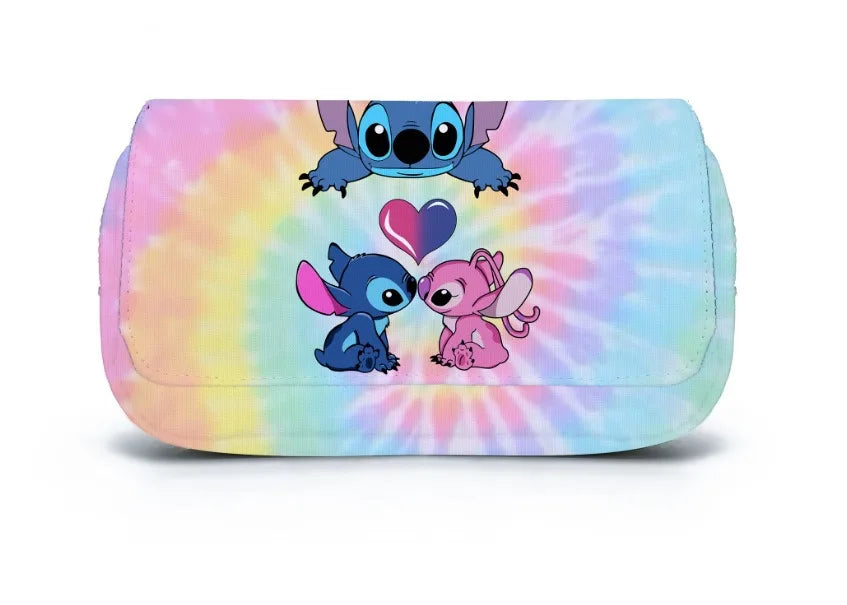 Stitch Fully Printed Flap Pen Bag Stationery Box Pencil Case Primary and Secondary School Girls Anime Kawaii