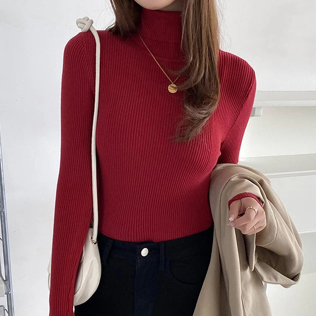 Women Fall Turtleneck Sweater Knitted Soft Pullovers Cashmere Jumpers Basic Soft Sweaters For Women 2024 Autumn Winter