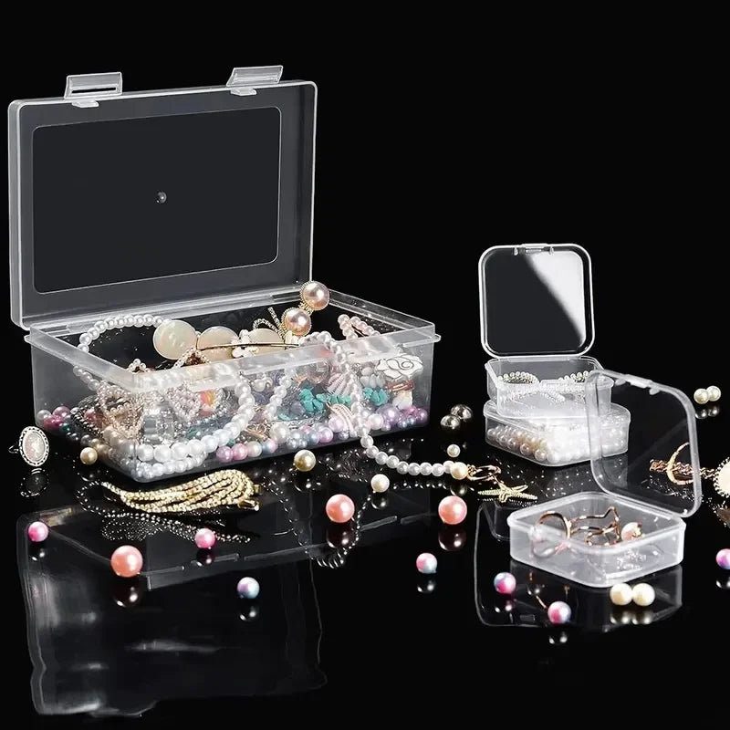 Transparent Plastic Box, Packaging Box, Female Jewelry Portable Handheld Diy Handmade Material Desktop Storage Set Box