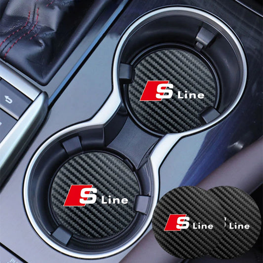 2Pcs Leather Coaster Anti-noise Water Cup Pad Cushion For Audi Sline A3 A1 A4 A6 B8 A5 B7 C7 A7 A8 B9 B6 C6 Q2 Q3 Q5 Q7 Q8 TT S3