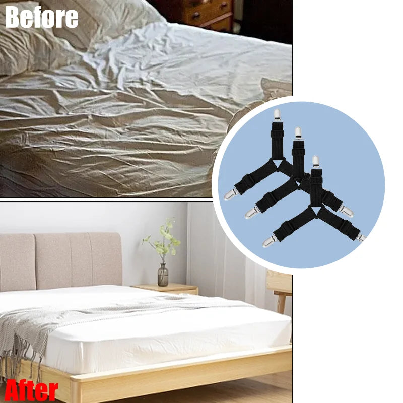 4Pcs Set Adjustable Bed Sheet Grippers Belt Fastener Bed Sheet Mattress Cover Blankets Quilt Holder Clips Organize Fixing clip