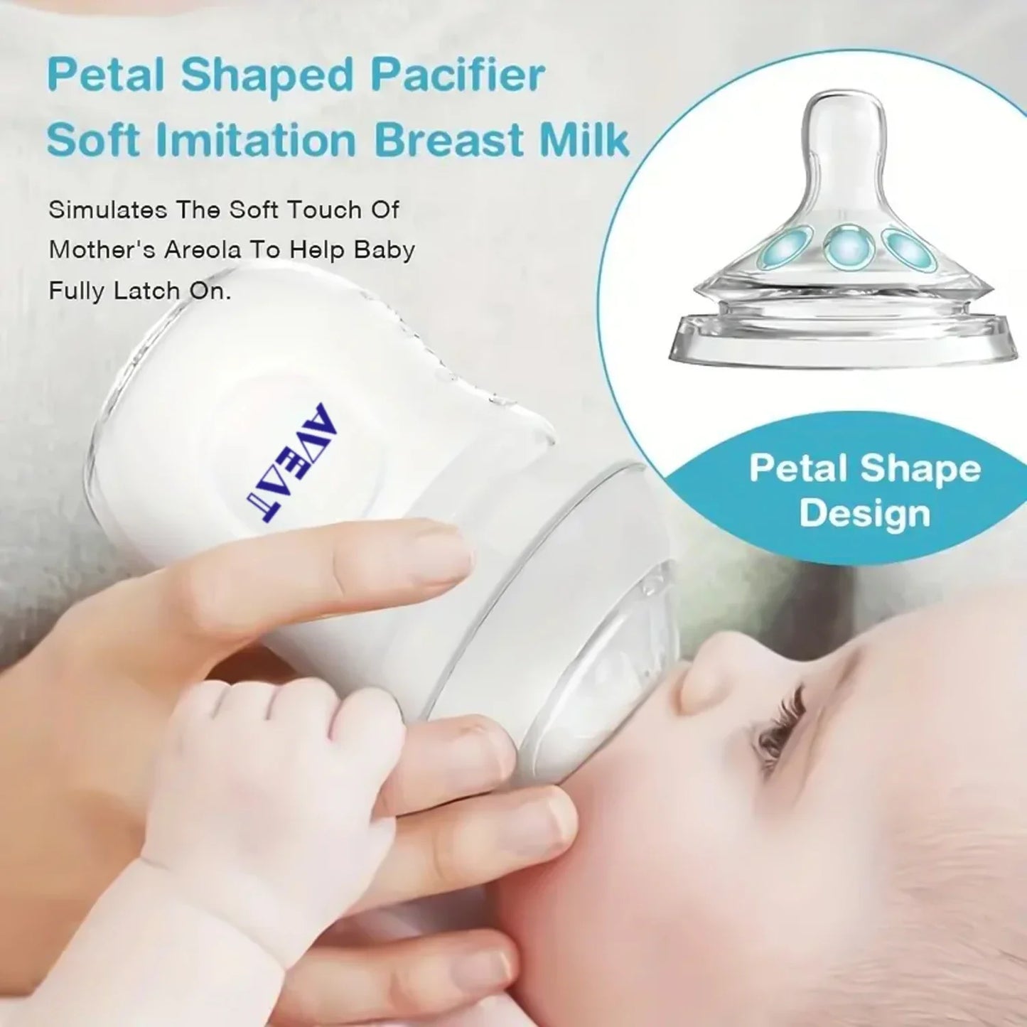 1PCS 150/250 ml baby petal-shaped pacifier feeding bottle, 5.5 cm caliber, PP bottle, drop resistant