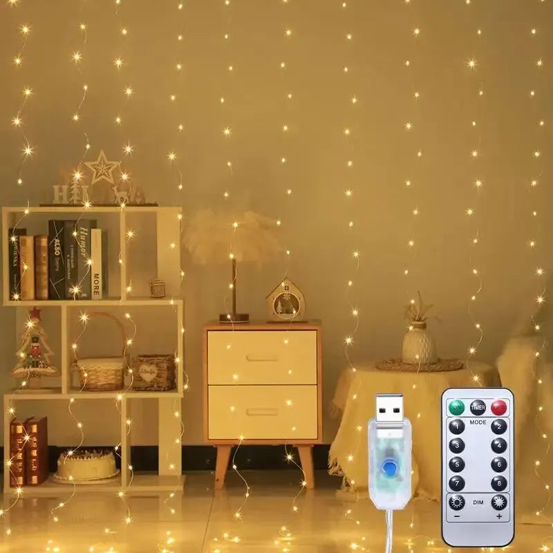 1pc USB 3x3/3*2/3*1 LED Curtain Bedroom Lights Christmas Garland Fairy Light Festoon Wedding Home Bedroom Decoration Lighting