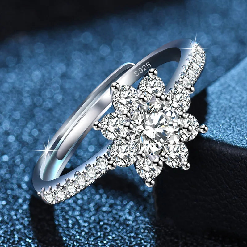 New 925 Sterling Silver Ring Heart Sparkle AAA Zircon High Quality For Women Rings Wedding Fine Jewelry Accessories Party Gift