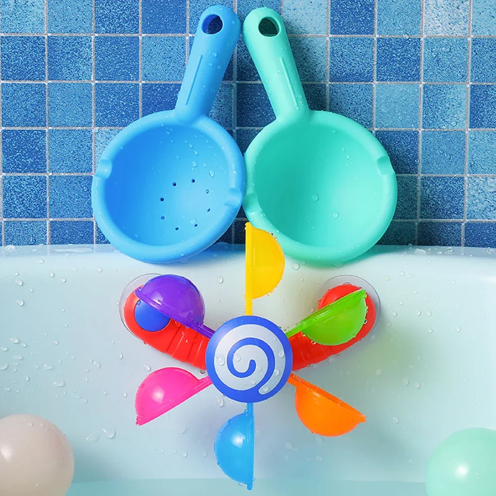 Colorful Water Wheel Bathing Sucker Bathtub Water Spray Play Set Shower Sprinkler Toy Baby Bath Toys For Kids Toddler Gifts