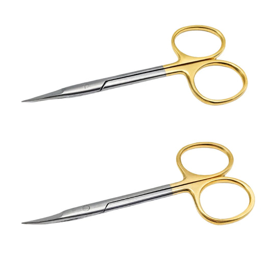 Stainless Steel Dental Scissors Straight/Curved Tip Gold Plated Handle Dentist Tools Dentistry Lab Instrument