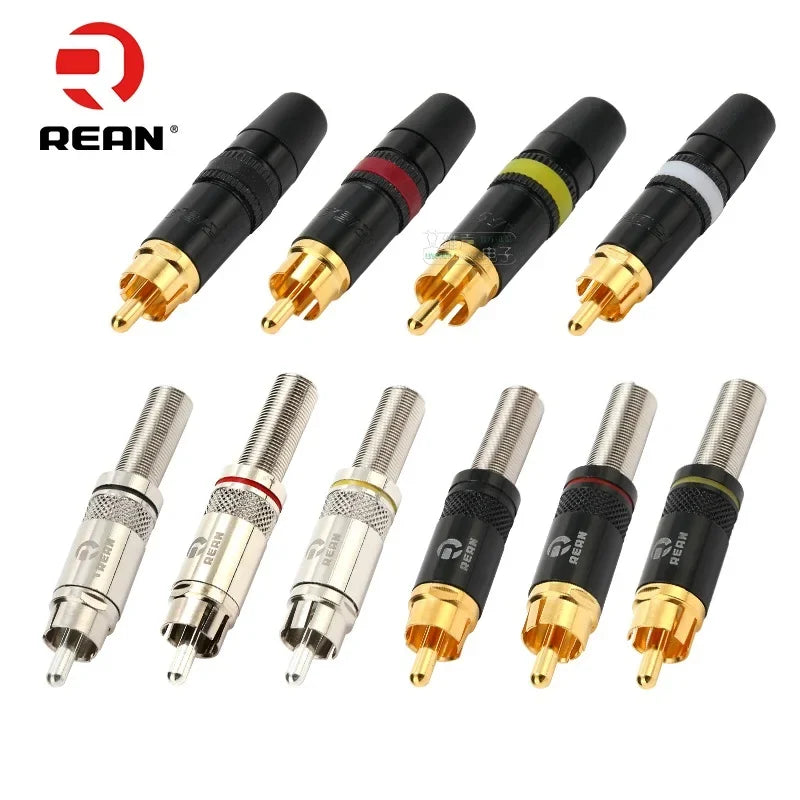 1pcs REAN RCA audio AV video plug gold-plated large tail diameter NYS366-BG fever HIFI DVD