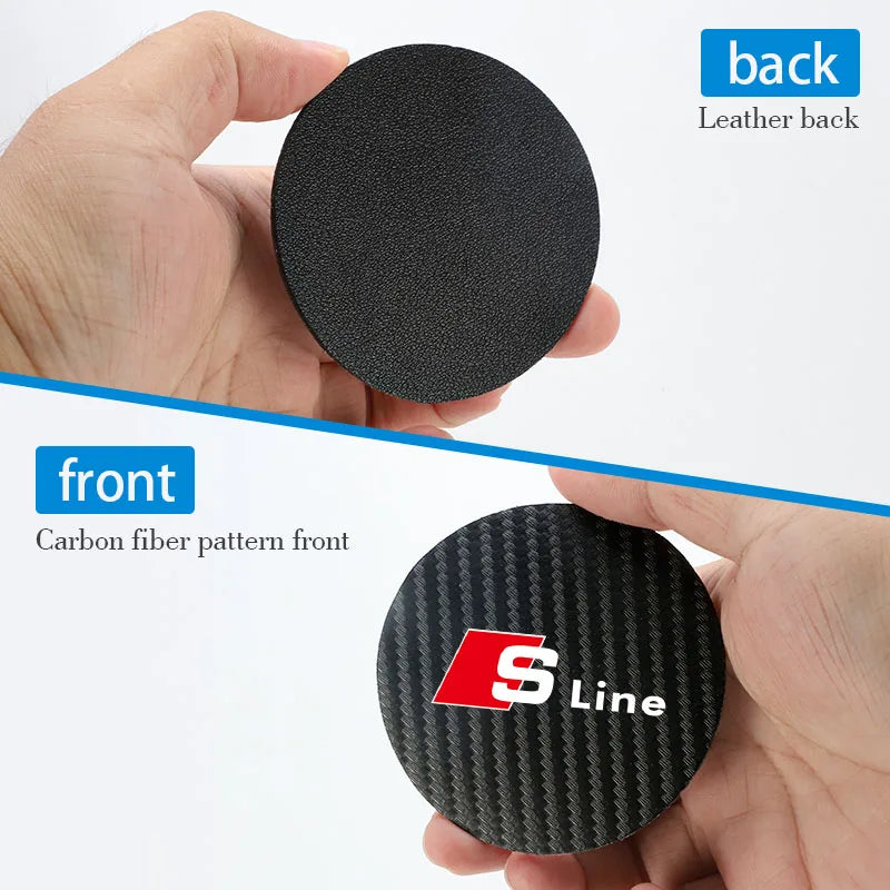 2Pcs Leather Coaster Anti-noise Water Cup Pad Cushion For Audi Sline A3 A1 A4 A6 B8 A5 B7 C7 A7 A8 B9 B6 C6 Q2 Q3 Q5 Q7 Q8 TT S3