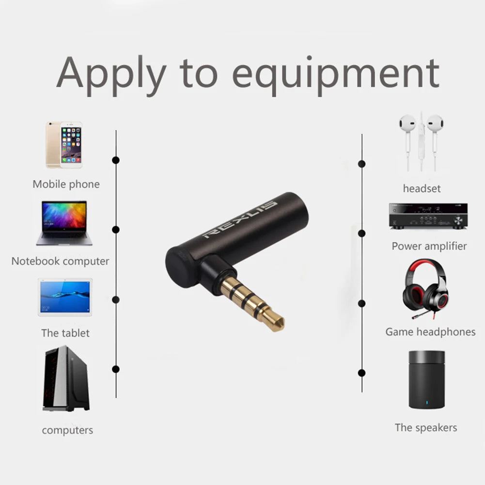 REXUS 90 Degree Right Angled 3.5mm Male To Female Audio Converter Adapter Connector L Type Stereo Earphone Microphone Jack Plug