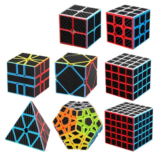 Meilong Carbon Fiber Cube 2x2x2 3x3x3 4x4x4 Pyramid Skew SQ1 Megaminx Puzzle For Beginners and Professionals