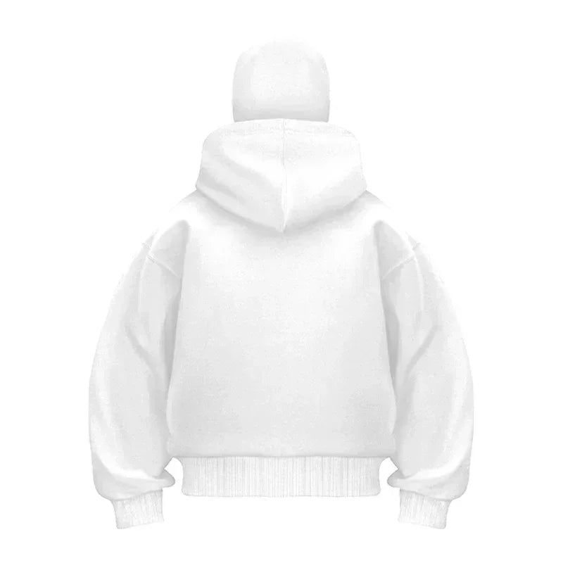 Balaclava Men Zip Hoodie Winter Warm Casual Sweatshirt Y2K with Hooded Face Mask Zipper Design Sports Jacket Outdoor Activities