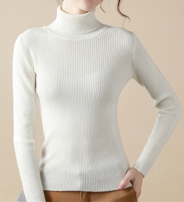 Women Fall Turtleneck Sweater Knitted Soft Pullovers Cashmere Jumpers Basic Soft Sweaters For Women 2024 Autumn Winter