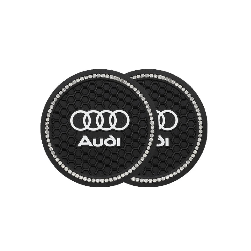 2Pcs Leather Coaster Anti-noise Water Cup Pad Cushion For Audi Sline A3 A1 A4 A6 B8 A5 B7 C7 A7 A8 B9 B6 C6 Q2 Q3 Q5 Q7 Q8 TT S3