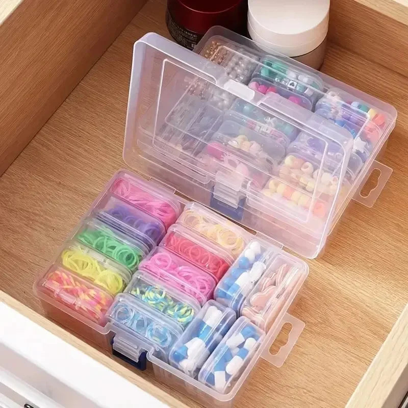 Transparent Plastic Box, Packaging Box, Female Jewelry Portable Handheld Diy Handmade Material Desktop Storage Set Box