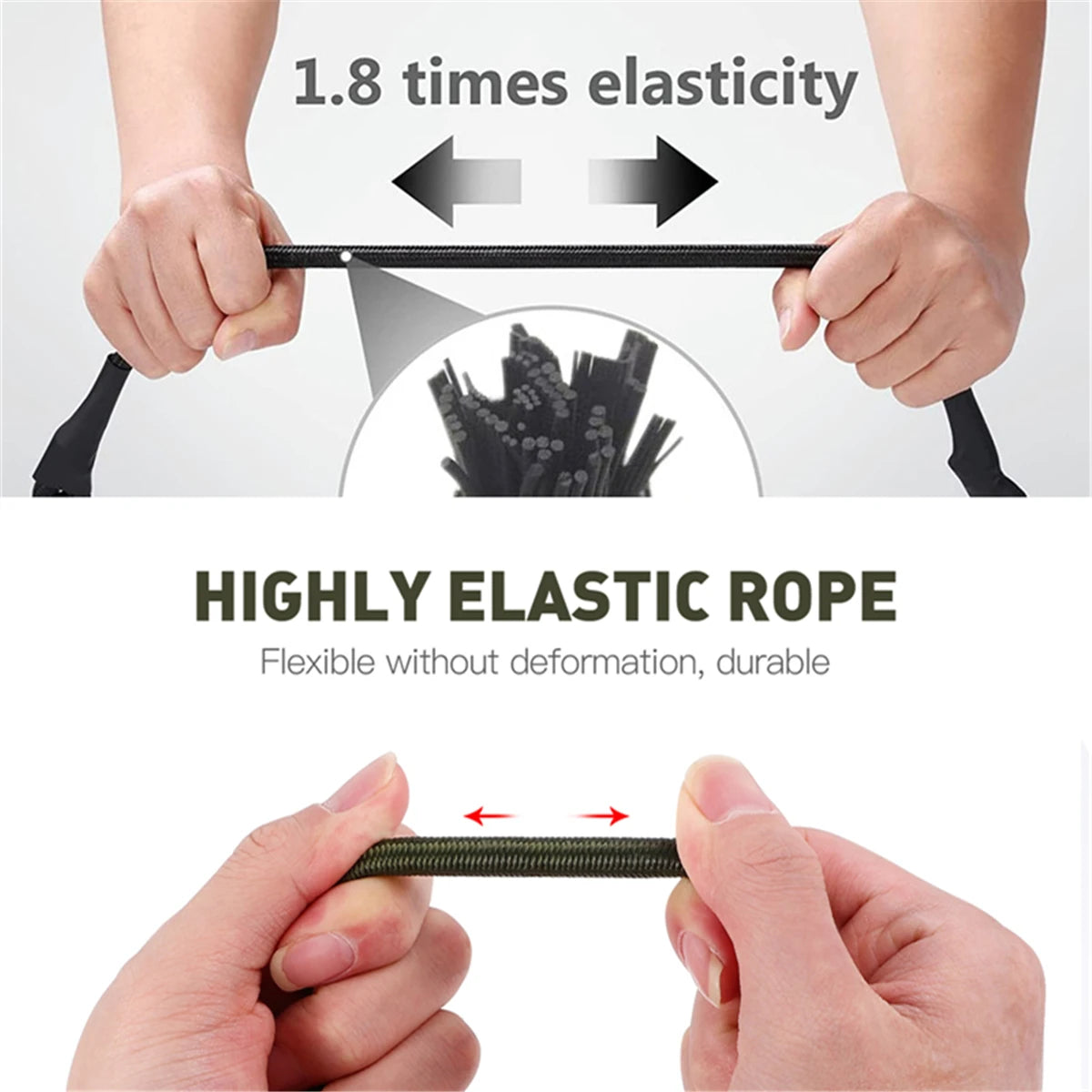 Heavy Duty Bungee Cord Elastic Tie Strap String Carabiner Hooks Kayak Cycling Luggage Packing Ropes Camping  Accessories