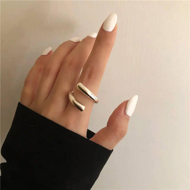 VENTFILLE 925 Sterling Silver Irregular Water Droplets Cross Ring Female Simple Retro Style Handmade Jewelry