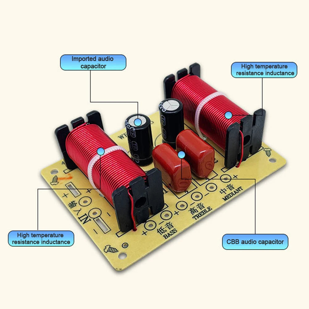 1-10pcs 3 Way Audio Speaker 150W Crossover Circuit Treble Midrange Bass Module Audio Speaker Frequency Divider Home Loudspeaker