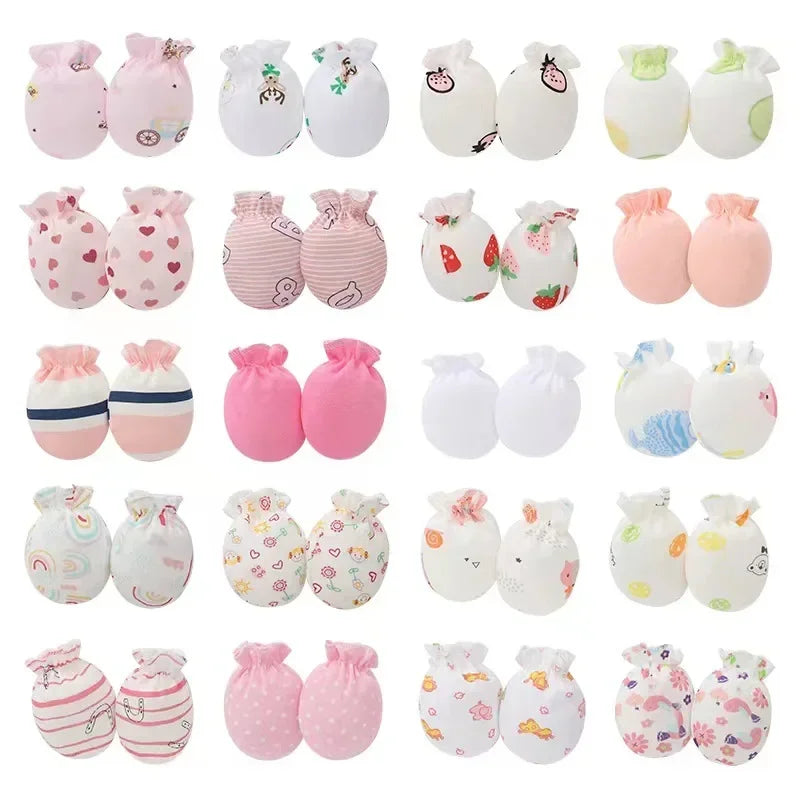 5Pairs Baby Gloves for Newborns 100% Cotton 0-3 Months Infant Anti-Grab Face Anti-Eat Hand Glove Cute Printed Newborn Baby Glove