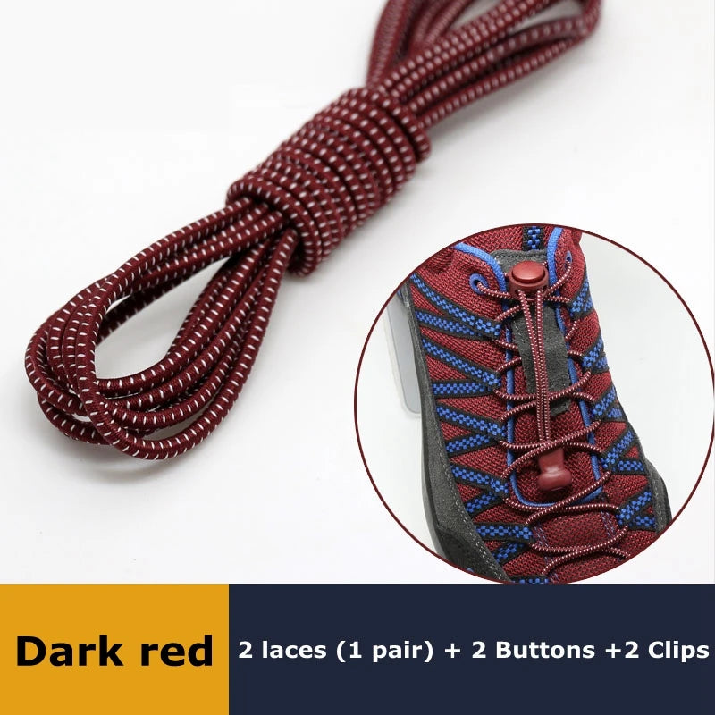 1Pair Shoelaces for Sneaker Elastic No Tie Shoe Laces Stretching Lock Lazy Laces Quick Rubber Shoelace Round Shoestrings