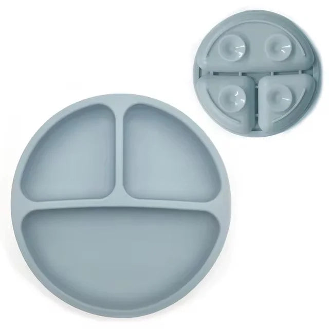 Baby silicone dinner plate integrated infant tableware with suction cup anti-slip and anti-drop children's feeding bowl