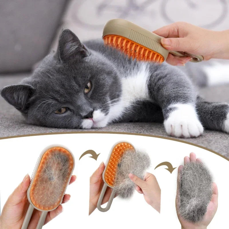 Steam Brush Cat Brush Cats Foldable Comb Pet Hair Brush Remover Pets Cleaning Steamy Spray Massage Comb 3in1 Grooming Supplies