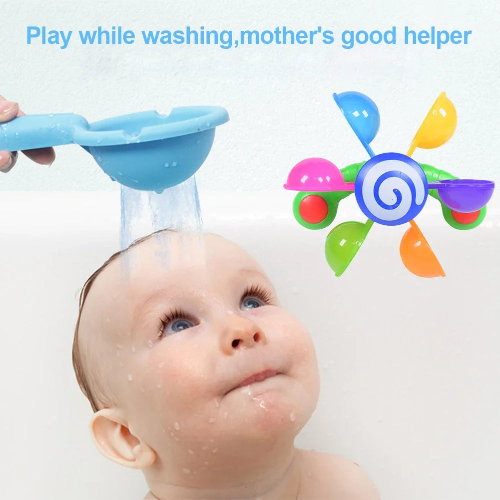 Colorful Water Wheel Bathing Sucker Bathtub Water Spray Play Set Shower Sprinkler Toy Baby Bath Toys For Kids Toddler Gifts