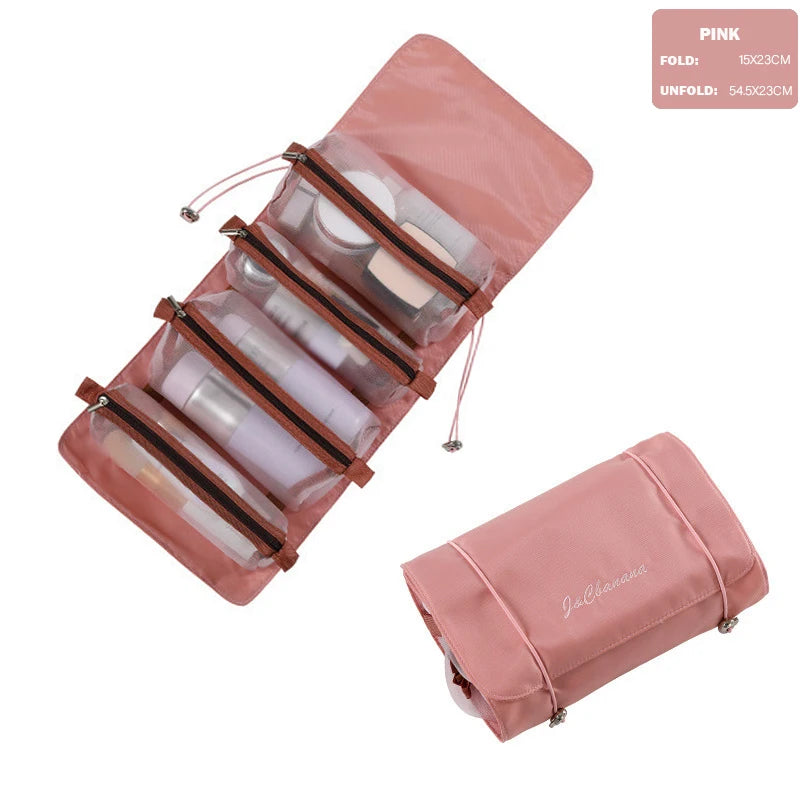 4PCS In 1 Cosmetic Bag for Women Zipper Mesh Separable Cosmetics Pouch Ladies Foldable Nylon Bag Rope Makeup Brushes Storage Bag