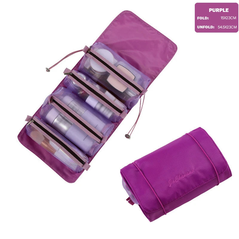 4PCS In 1 Cosmetic Bag for Women Zipper Mesh Separable Cosmetics Pouch Ladies Foldable Nylon Bag Rope Makeup Brushes Storage Bag