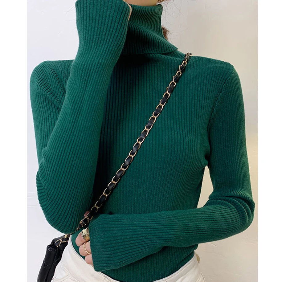 Women Fall Turtleneck Sweater Knitted Soft Pullovers Cashmere Jumpers Basic Soft Sweaters For Women 2024 Autumn Winter