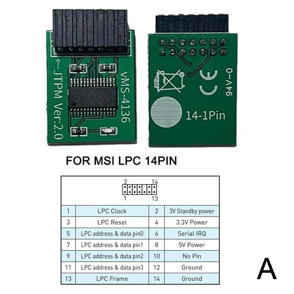 Newest TPM 2.0 Encryption Security Module Remote Card Supports Version 2.0 12 14 18 20-1pin Pin Support Multi-brand Motherboard