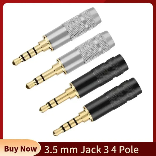 DIY 3.5mm Jack Audio Plug 3 4 Pole Earphone Connector For Soldering Hifi Headphone Upgrade Wire 3.5 Conector Gold Plated