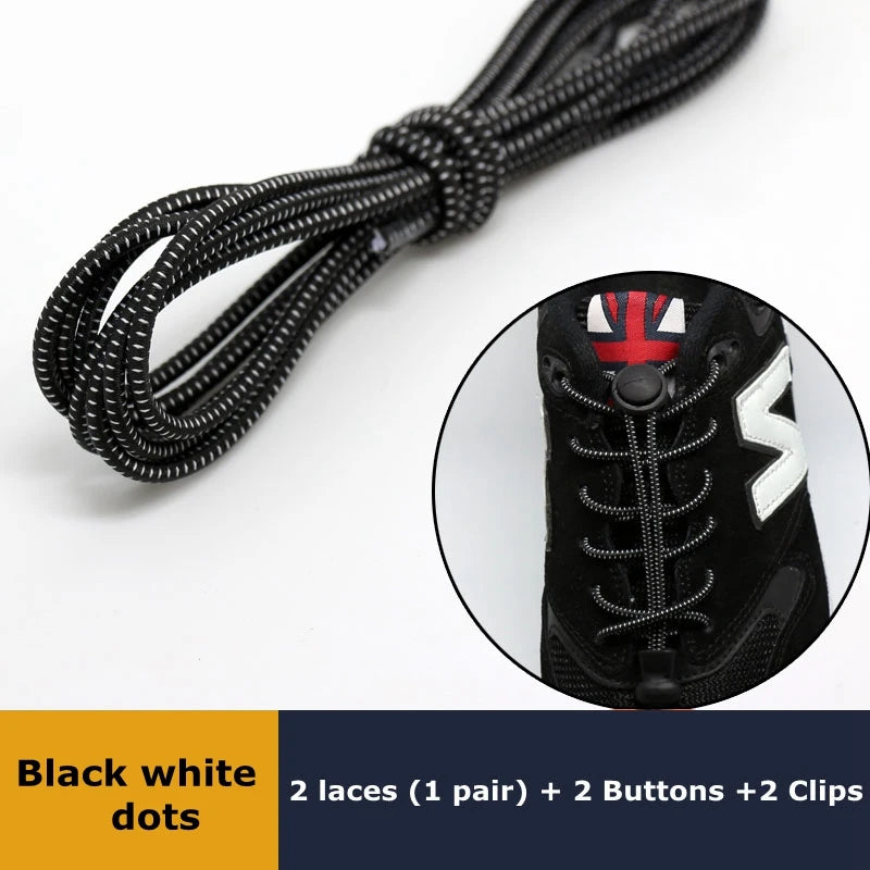 1Pair Shoelaces for Sneaker Elastic No Tie Shoe Laces Stretching Lock Lazy Laces Quick Rubber Shoelace Round Shoestrings