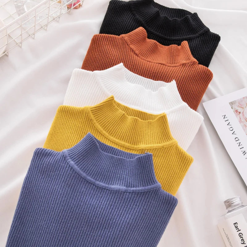 Women Turtleneck Sweater Knitted Soft Pullovers cashmere Jumpers Basic Solid Soft Sweaters Women Autumn Winter Casual Top