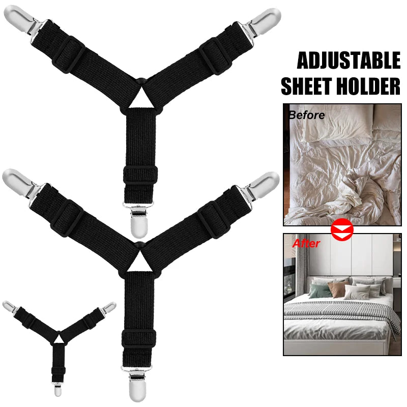 4Pcs Set Adjustable Bed Sheet Grippers Belt Fastener Bed Sheet Mattress Cover Blankets Quilt Holder Clips Organize Fixing clip