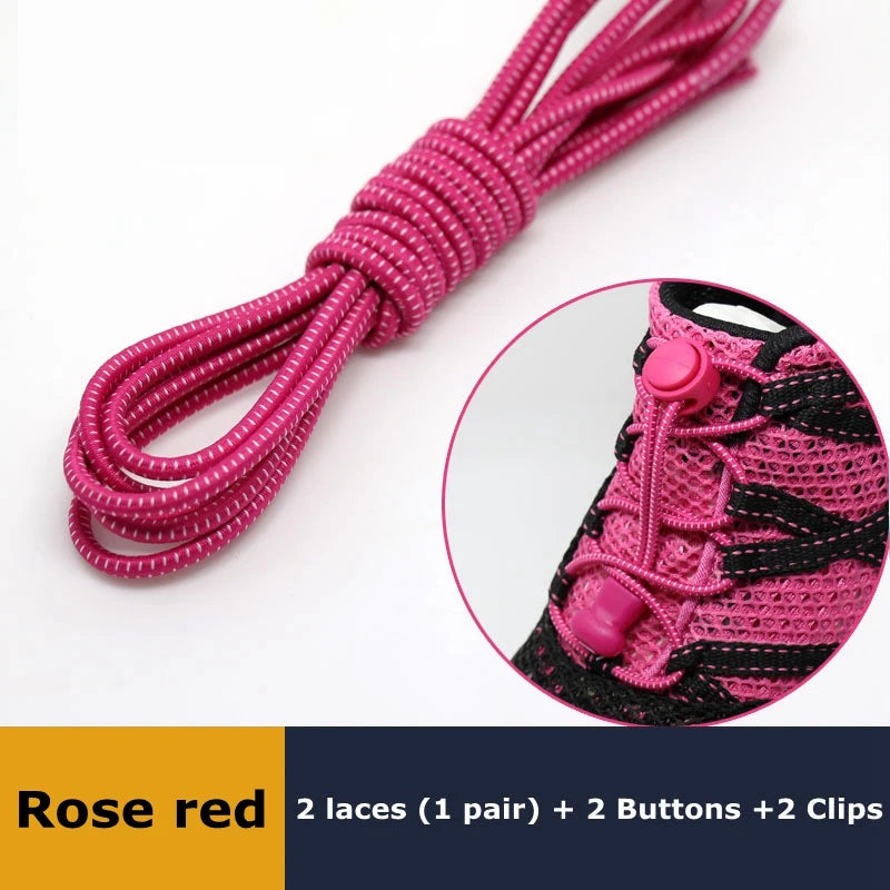 1Pair Shoelaces for Sneaker Elastic No Tie Shoe Laces Stretching Lock Lazy Laces Quick Rubber Shoelace Round Shoestrings