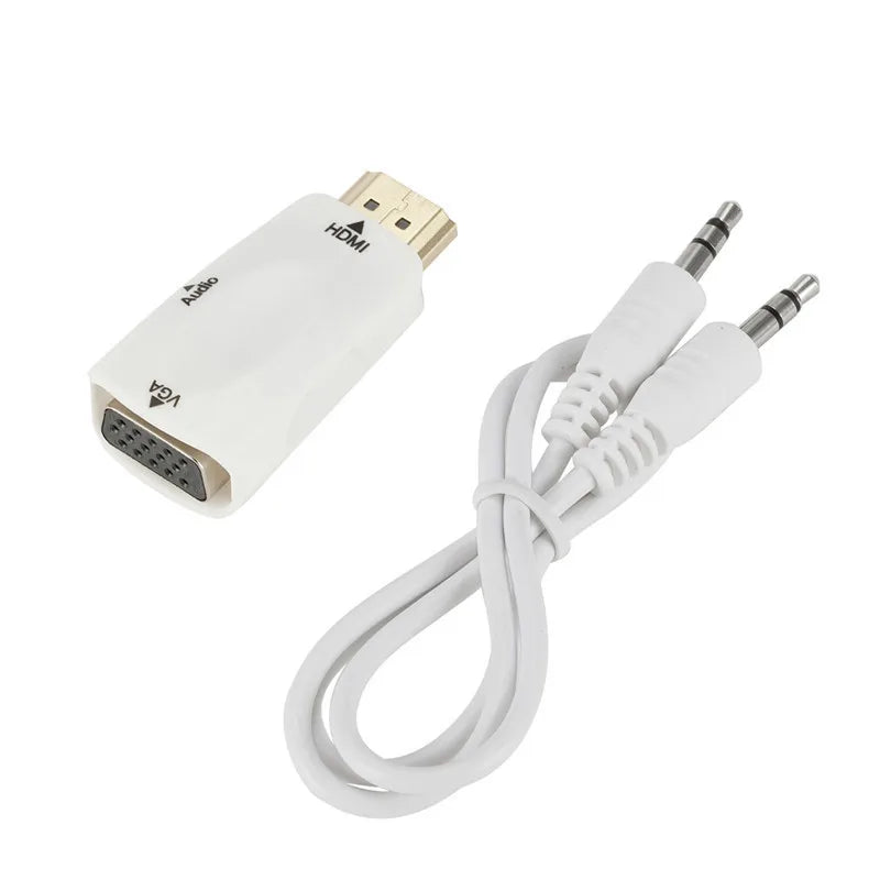 HDMI-compatible to VGA Cable Converter Male To Famale Converter Adapter 3.5mm Jack Audio HD 1080P For PC Laptop Tablet