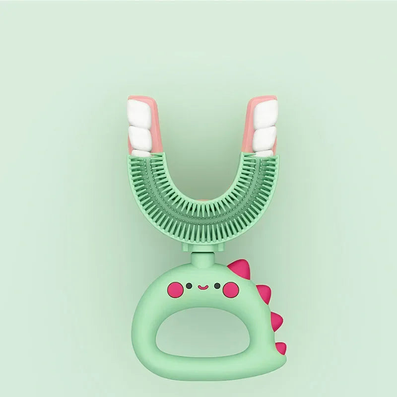 360 Degree U-shaped Baby Toothbrush Cute Cartoon Children Teethbrush Oral Care Cleaning Brush Silicone Kids Toothbrush Oral Tool