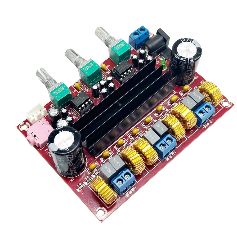 XH-M139 Audio Amplifier Board 2x50W 100W 2.1 Channel Amplifier Modules DC 12-24V 3 Sound Channels Energy Saving Pure HiFi Music