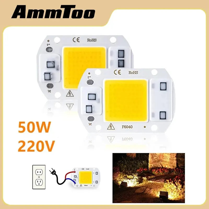 AmmToo Smart IC COB LED Chip Lamp Bead 50W AC 220V No Need Driver DIY Flood Light Led Bulb Spotlight Outdoor Chip Lamp Brightest