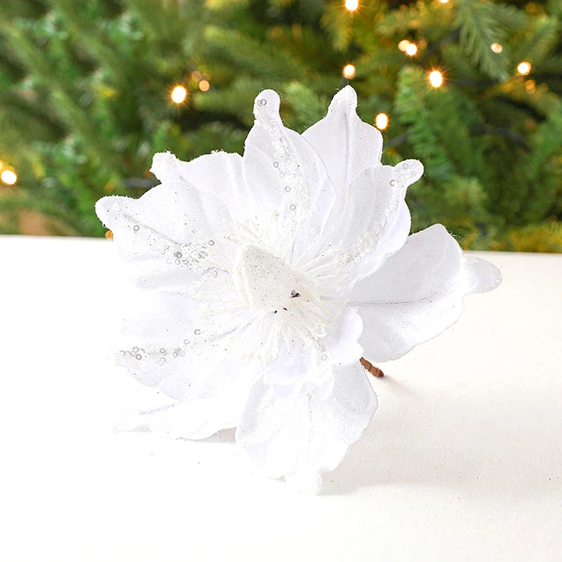 Christmas Flower Golden High-end Simulation Christmas Tree Decoration Flower Sequin Flannel Decoration