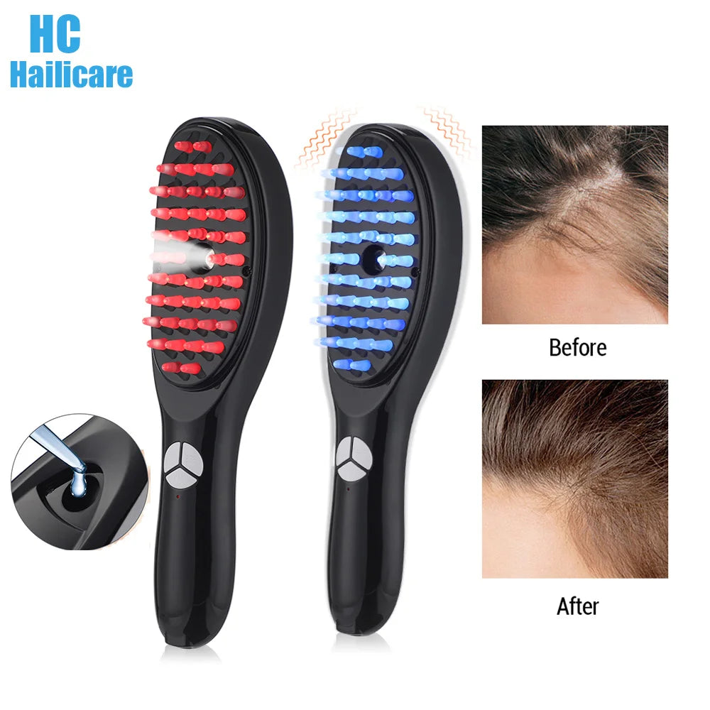 Electric Spray Massage Comb Hair Growth Vibration Head Massager Red and Blue Light Growth Comb Scalp Applicator Atomizing Comb