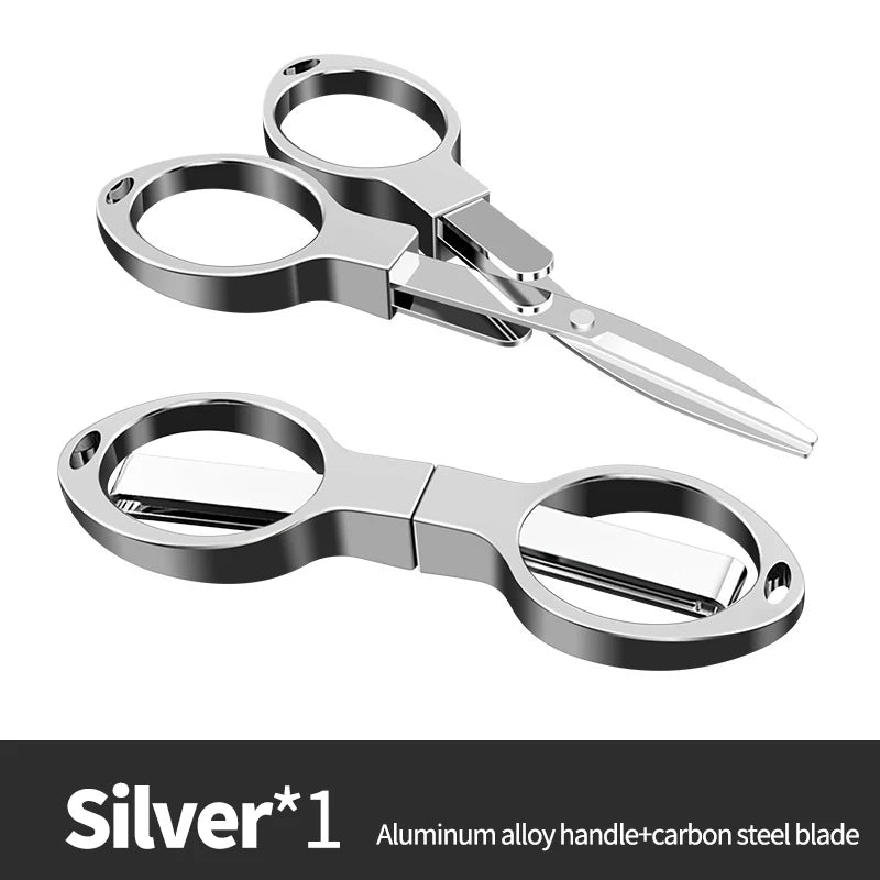 Portable Folding Scissors Carbon Steel Fishing Line Cutting Tools Mini Tackle Supplies Multifunctional Needlework Scissors