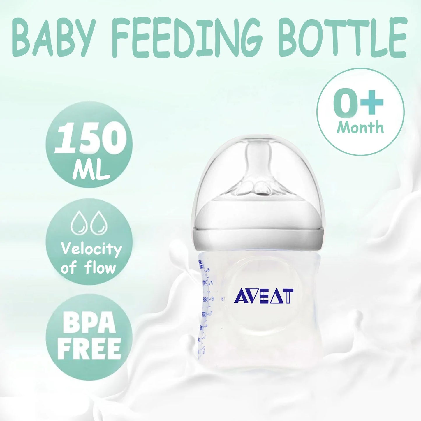 1PCS 150/250 ml baby petal-shaped pacifier feeding bottle, 5.5 cm caliber, PP bottle, drop resistant