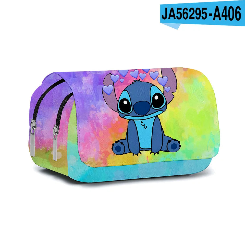 Stitch Fully Printed Flap Pen Bag Stationery Box Pencil Case Primary and Secondary School Girls Anime Kawaii