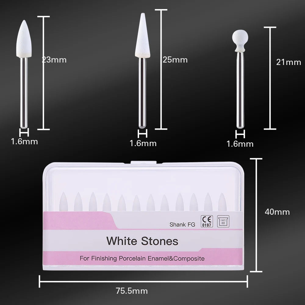 Azdent White Stone Polishing Burs for Porcelain & Resin