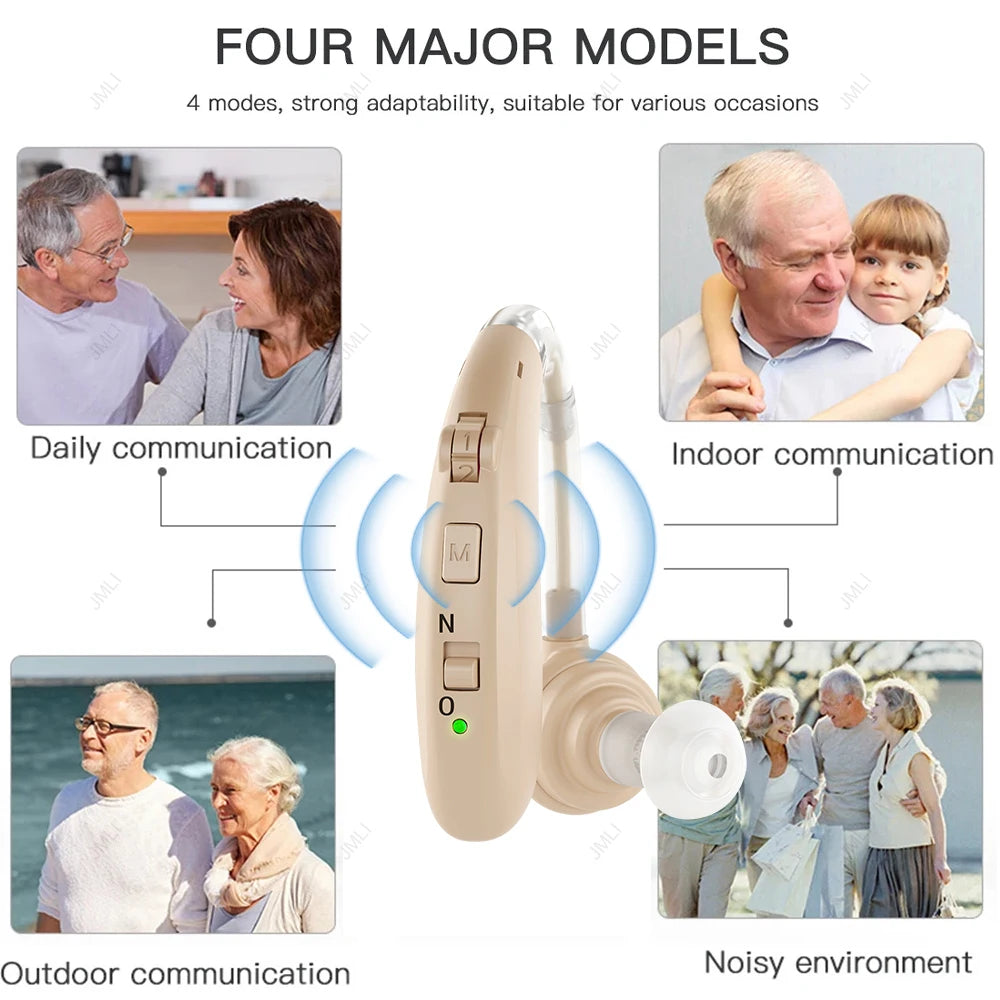 2025 Best Rechargeable Digital BTE Hearing Aid Adjustable Tone Sound Amplifier Portable Deaf Elderly Hearing Aids