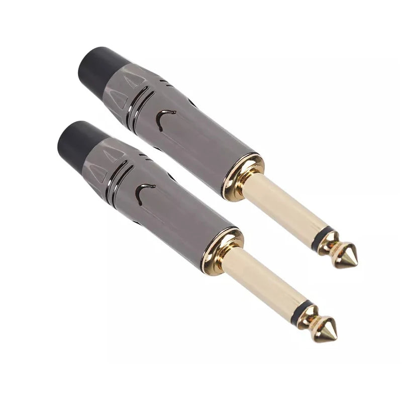 1Pcs 2 Pole Mono Stereo Jack 6.35mm Connector Gold-Plated 6.3MM 1/4 Inch Plug Audio Microphone Cable Connector